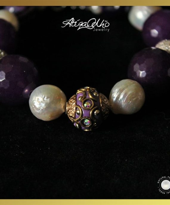 AOB-Amethyst & Fresh Water Pearls Bracelet