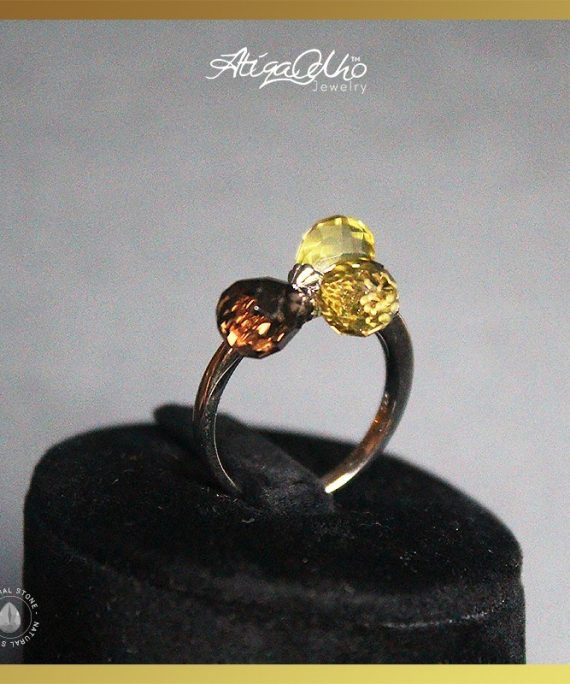 AOR-Citrine & Smokey Topaz Ring